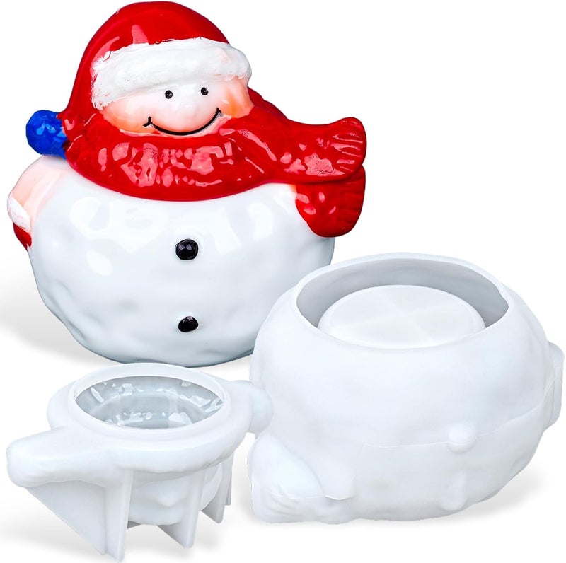 Dacies Jar Resin Molds with Lid Snowman Shape Silicone Mold for Epoxy Resin Casting Mould DIY Christmas Jewelry Storage Jars Candy Container Candle Box Flowerpot Making Cement Concrete Craft Molds Home Decor - Image 1